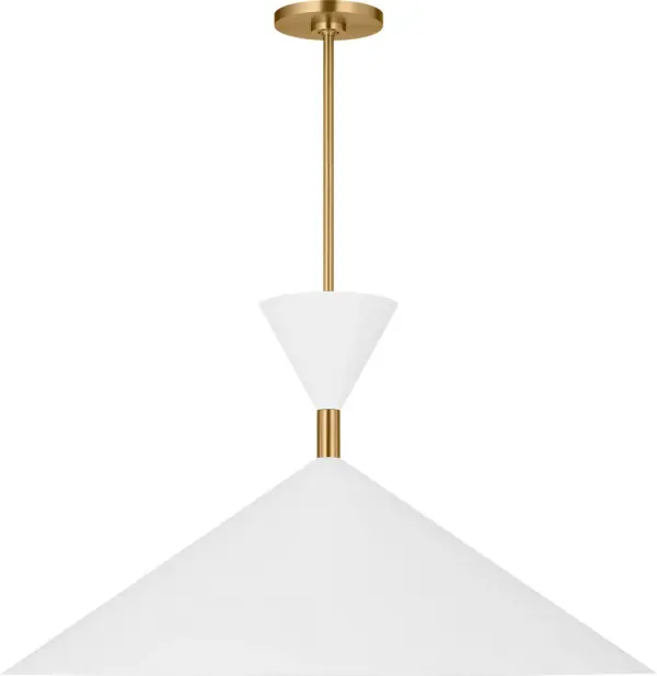 The Bodhi pendant makes a bold design statement with its substantial 30-inch scale and warm burnished brass finish. Perfect for creating a focal point over dining tables or kitchen islands in contemporary spaces. - alternate view
