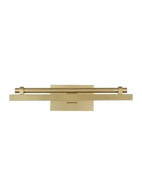 The Kal Picture Light by Sean Lavin combines structural elegance with modern functionality. Its bold mechanical design features a smooth tube atop a rectangular LED bar, finished in warm Natural Brass. Energy-efficient integrated LED delivers 822 lumens at 3000K with excellent 90 CRI color rendering.