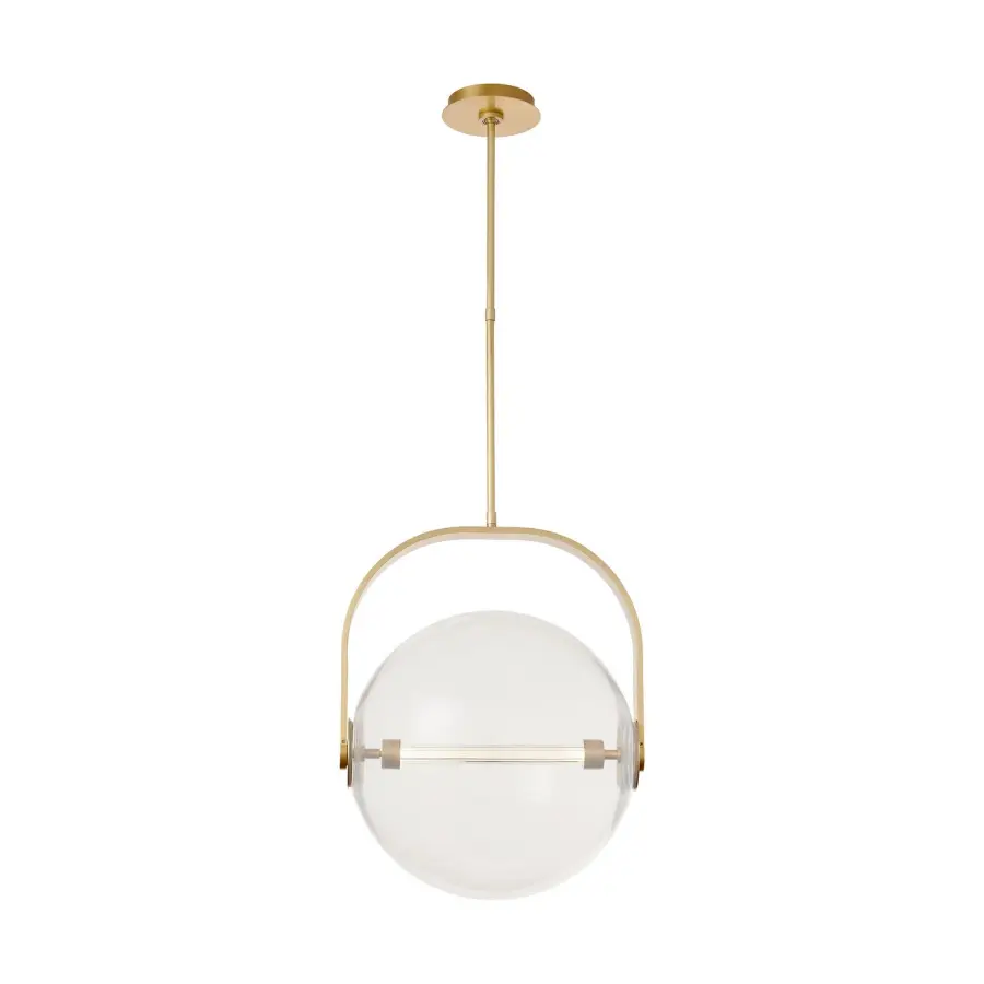 Fues Large LED Pendant in Natural Brass