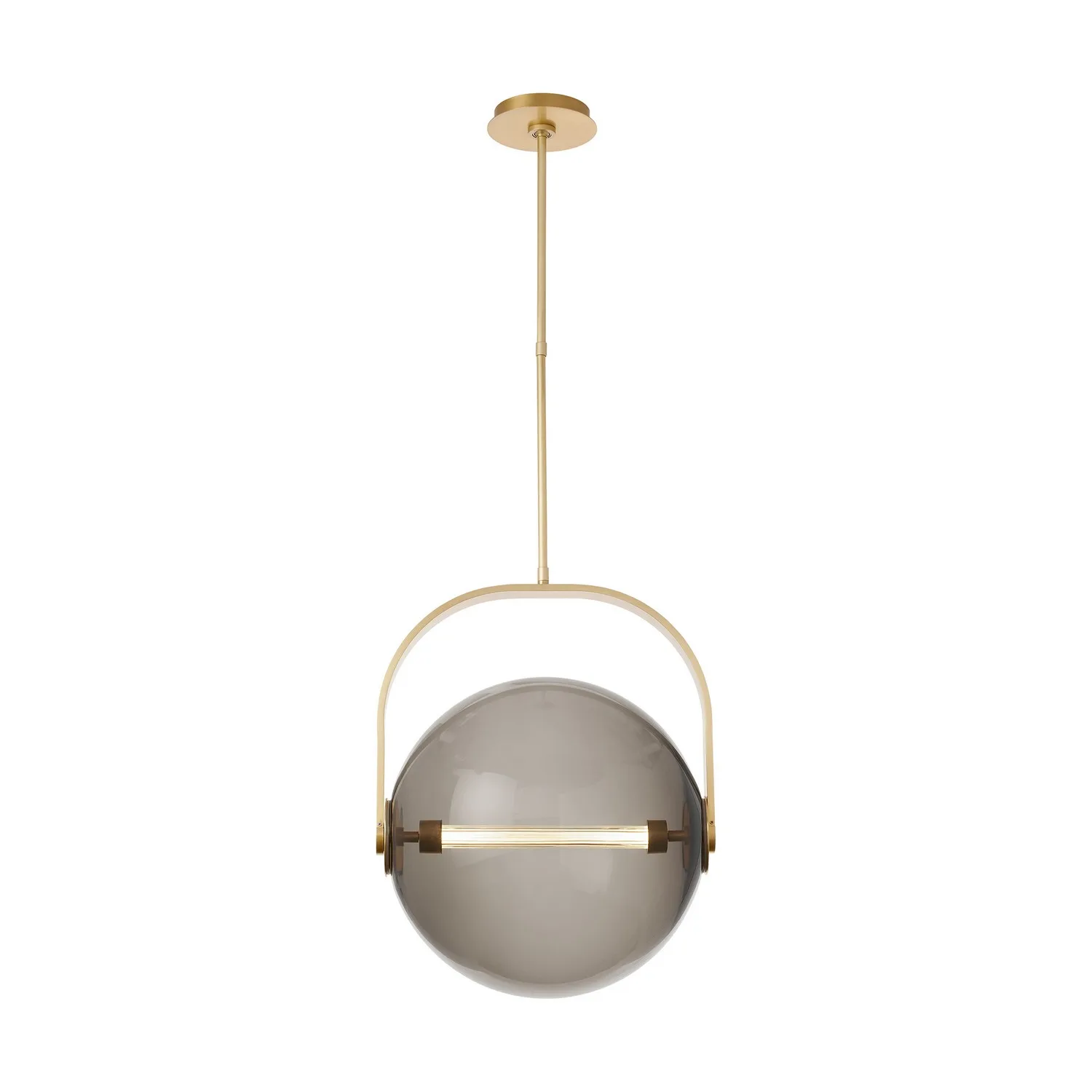 Fues Large LED Pendant in Natural Brass