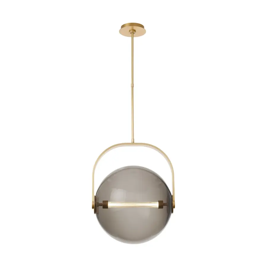 Fues Large LED Pendant in Natural Brass