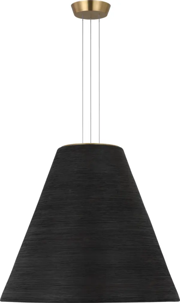 The Karam Large Pendant combines contemporary design with timeless brass craftsmanship. Its tapered silhouette and black natural brass finish create visual interest while providing warm, inviting illumination. - alternate view