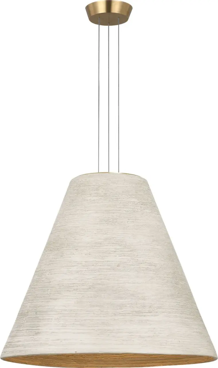 Karam Tapered Large Pendant in Cream with Natural Brass - Image 1