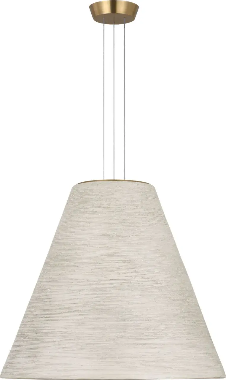 Karam Tapered Large Pendant in Cream with Natural Brass - Image 2