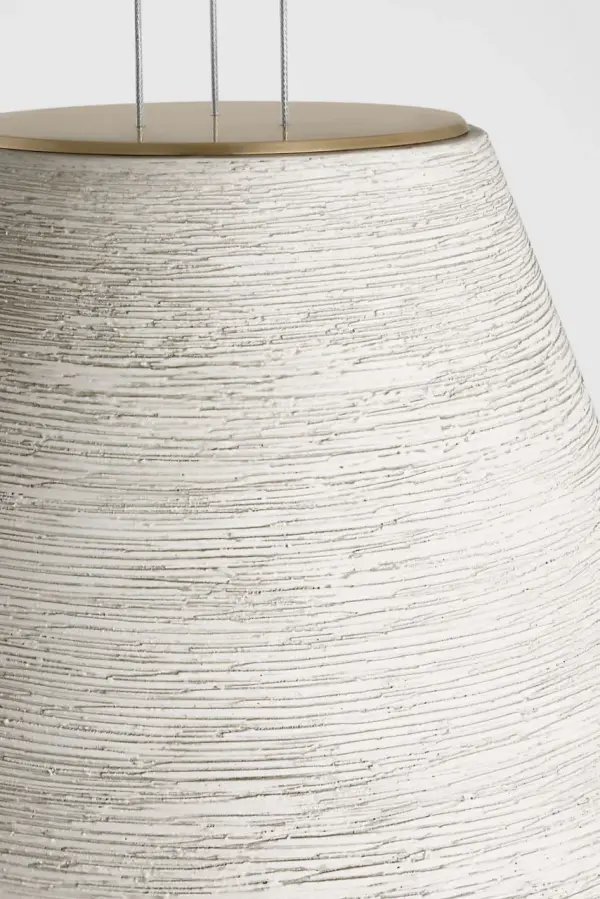 Karam Tapered Large Pendant in Cream with Natural Brass - Image 3