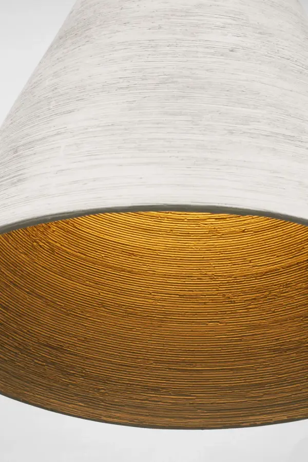 Karam Tapered Large Pendant in Cream with Natural Brass - Image 4