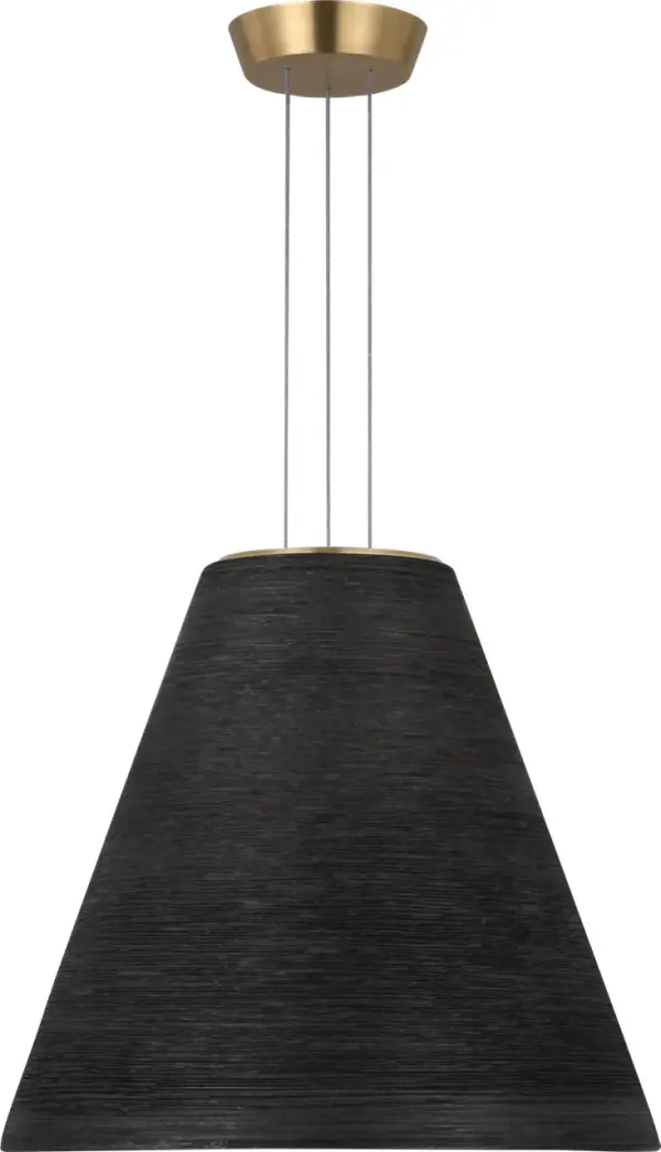 The Karam Tapered Medium Pendant combines contemporary design with timeless brass craftsmanship. Its black natural brass finish offers rich depth and warmth, while the 2700K color temperature and 90 CRI provide exceptional light quality.