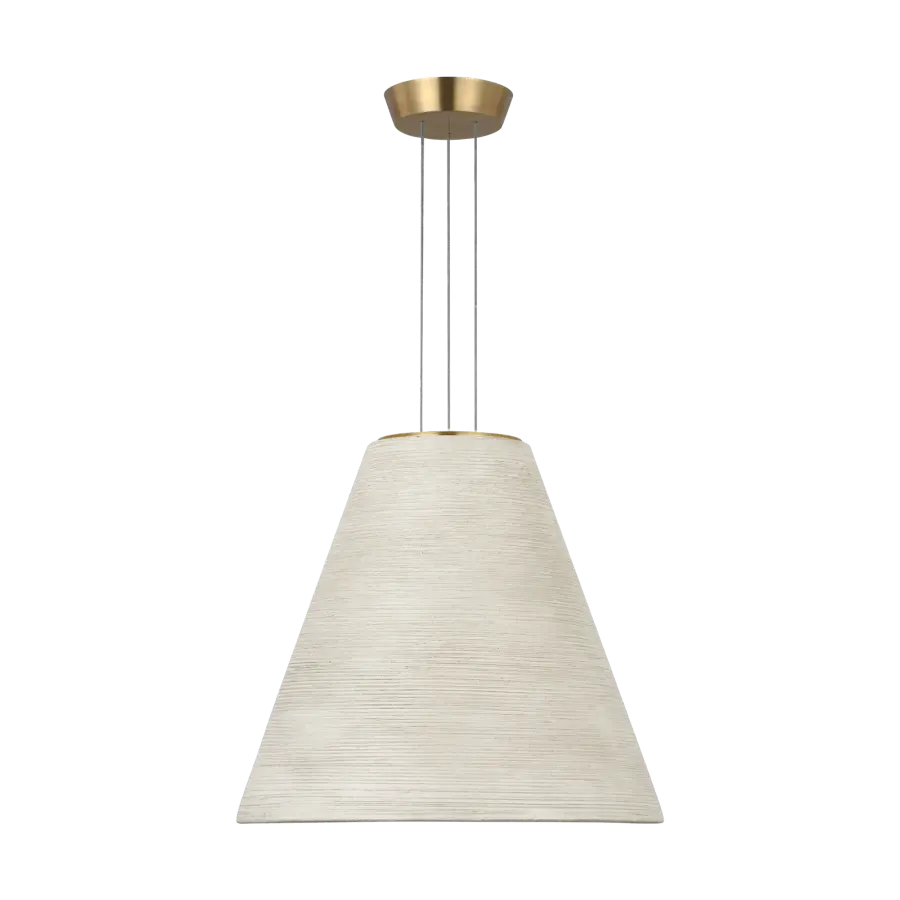 Karam Tapered Medium Pendant in Cream with Natural Brass - Image 1