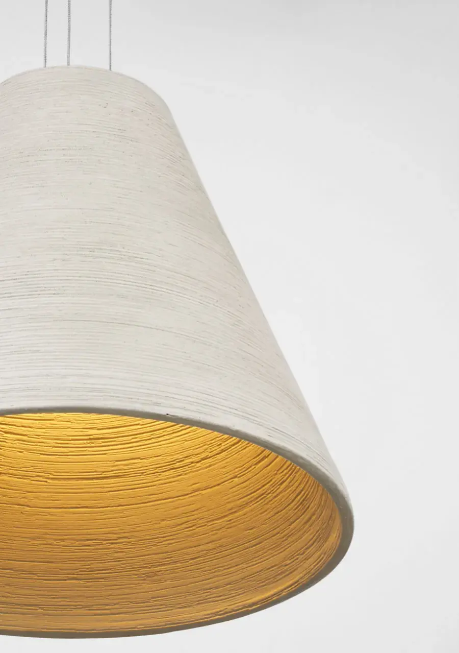 Karam Tapered Medium Pendant in Cream with Natural Brass - Image 3