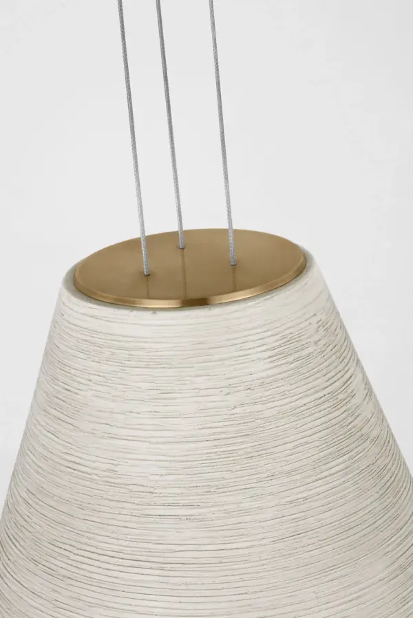 Karam Tapered Medium Pendant in Cream with Natural Brass - Image 4
