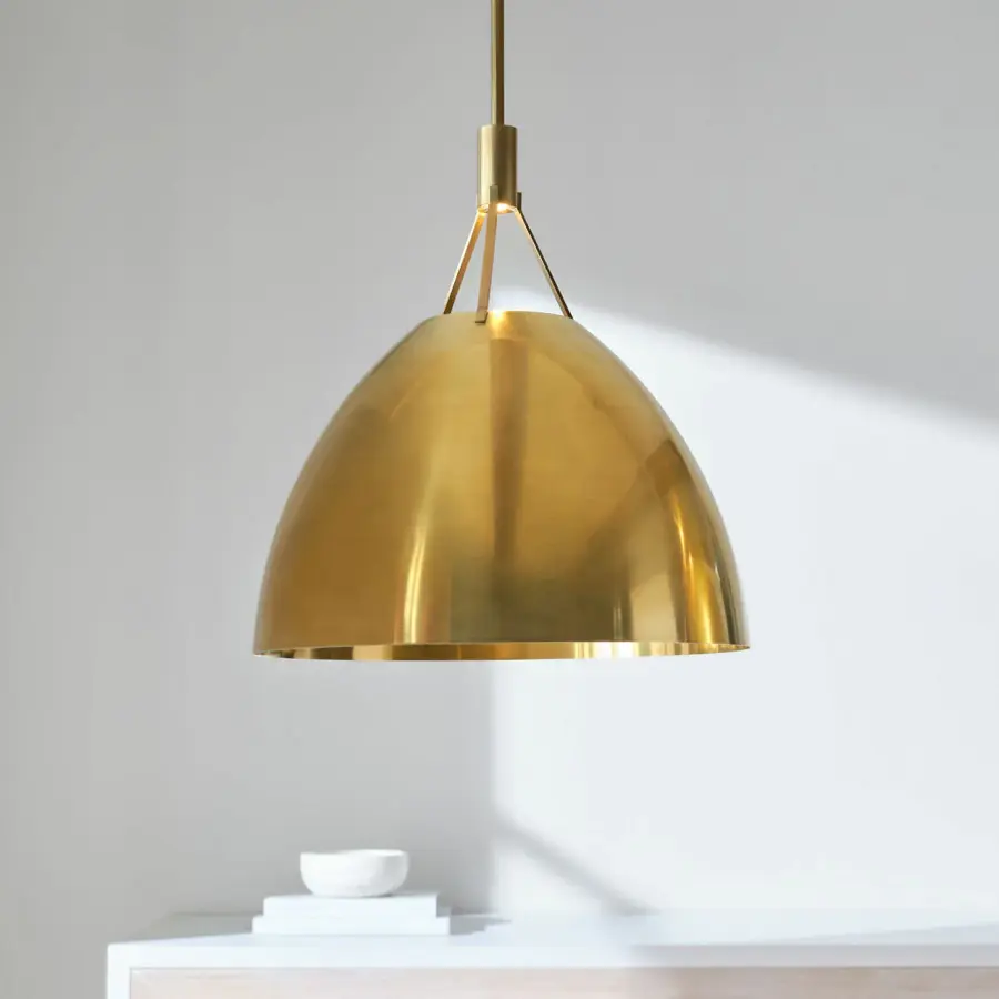 Sospeso LED Dome Pendant in Natural Brass - Image 6