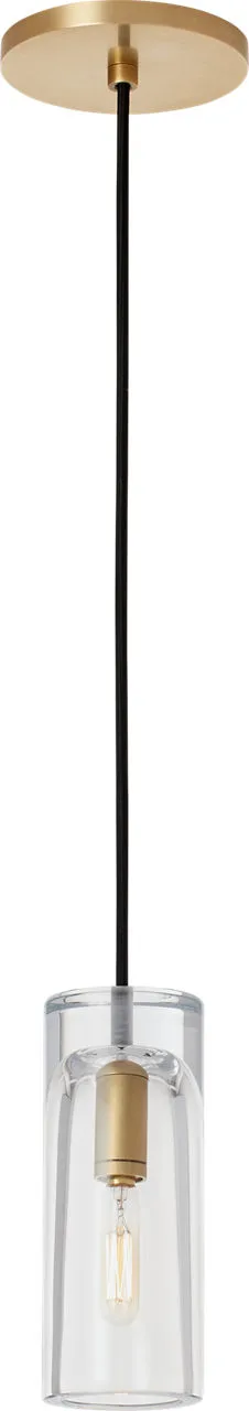 Horizon One Light Pendant in Natural Brass