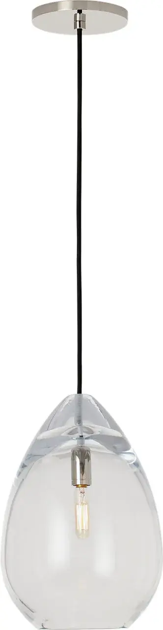 The Alina pendant showcases masterful Polish glassblowing with its signature teardrop silhouette and warm light diffusion. Its modest 8.5-inch scale makes it versatile for multiple applications, from kitchen islands to bathroom vanities.