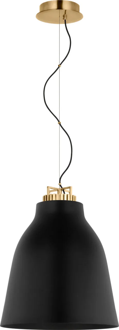 Forge Medium Tall Pendant in Matte Black and Natural Brass