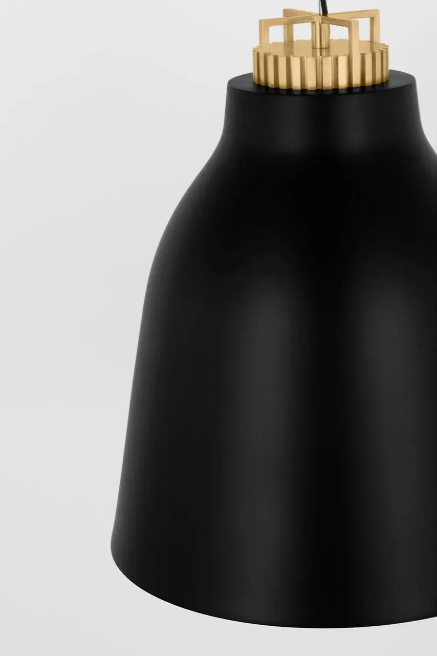 Forge Medium Tall Pendant in Matte Black and Natural Brass - Image 3