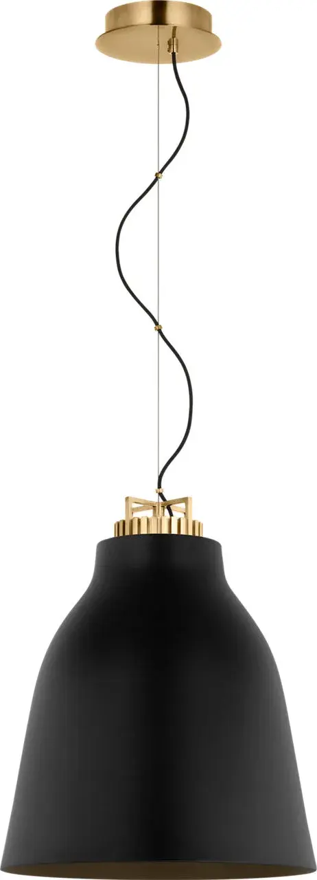 Forge Medium Tall Pendant in Matte Black and Natural Brass - Image 4
