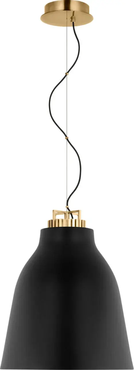 Forge Medium Tall Pendant in Matte Black and Natural Brass - Image 5
