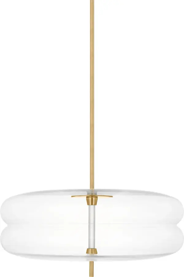 The Shakkei Large Pendant combines contemporary design with organic warmth through its natural brass finish. At this scale, it makes a bold statement in dining rooms and entryways while providing integrated LED lighting. - alternate view