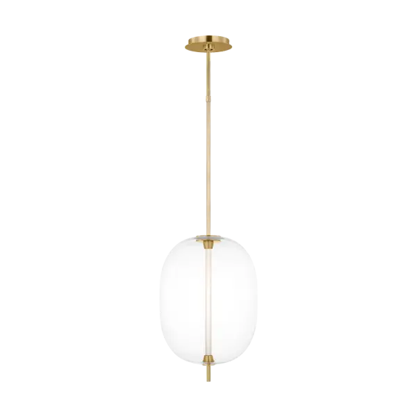 The Heian Medium Pendant combines contemporary design with organic warmth through its natural brass finish and clear glass shade. High-quality 2700K LED with 90 CRI delivers beautiful, true-to-life illumination perfect for dining and entertaining spaces.