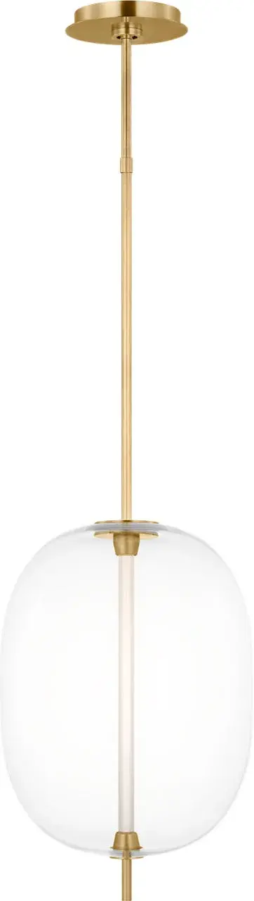 The Heian Medium Pendant combines contemporary design with organic warmth through its natural brass finish and clear glass shade. High-quality 2700K LED with 90 CRI delivers beautiful, true-to-life illumination perfect for dining and entertaining spaces. - alternate view