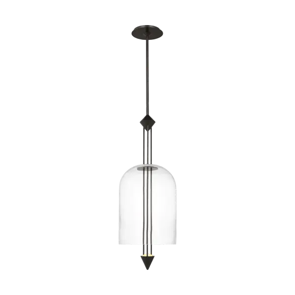 The Cathedral Medium Pendant combines architectural elegance with modern LED technology. Its dark bronze finish and clear glass shade create sophisticated ambiance with energy-efficient 2700K warm light and exceptional 90 CRI color rendering.