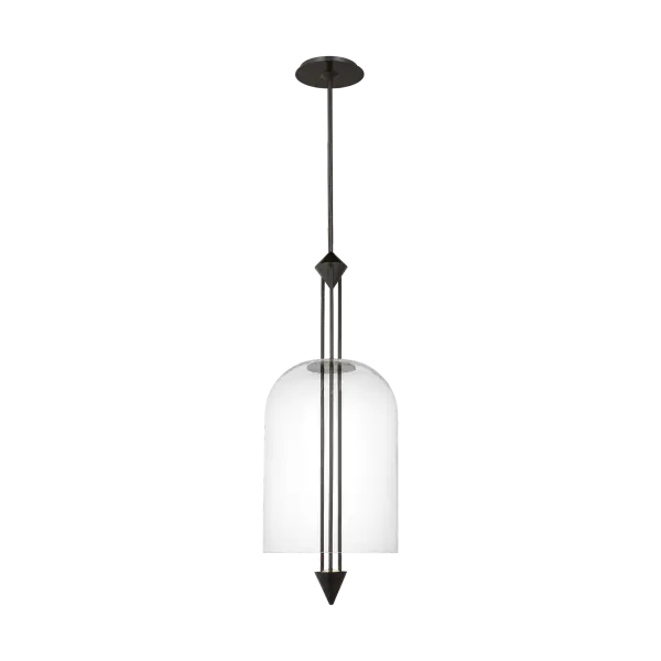 The Cathedral Large Pendant commands attention with its substantial scale and clear glass design. The dark bronze finish provides sophisticated contrast while the 2700K warm LED and 90 CRI ensure exceptional light quality.