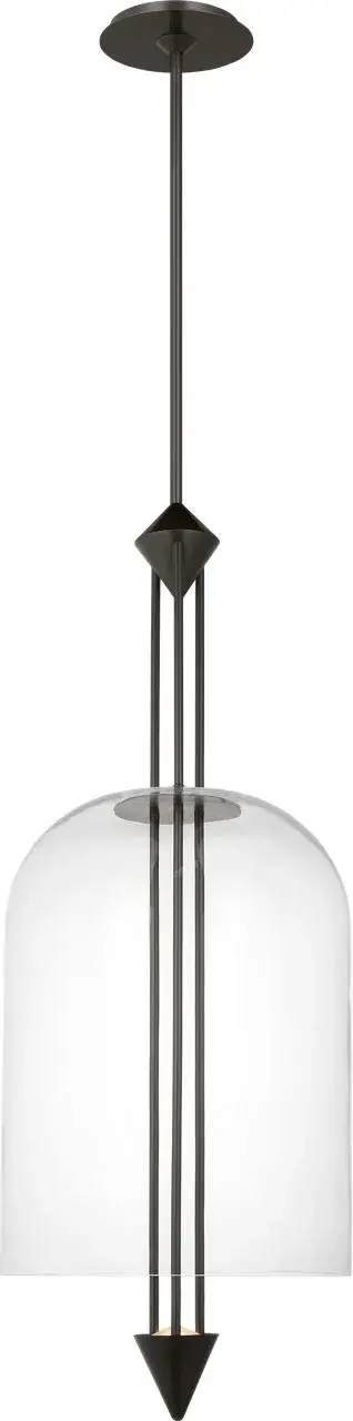 The Cathedral Large Pendant commands attention with its substantial scale and clear glass design. The dark bronze finish provides sophisticated contrast while the 2700K warm LED and 90 CRI ensure exceptional light quality. - alternate view