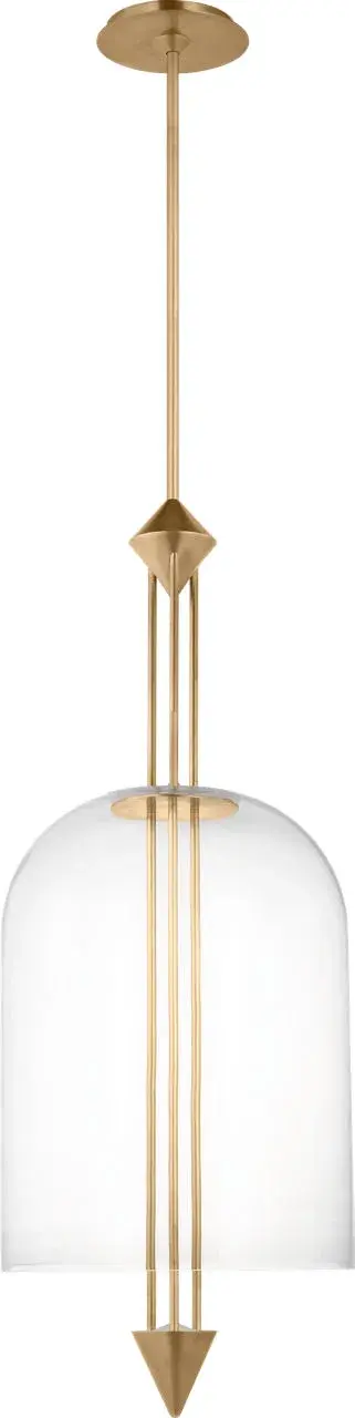The Cathedral Large Pendant combines architectural elegance with warm Natural Brass finish and clear glass. High-quality 2700K LED with 90 CRI delivers beautiful warm light perfect for dining and entertaining spaces.