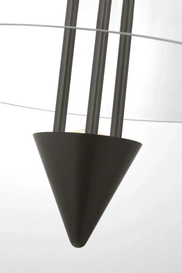 The Cathedral X-Large Pendant commands attention with its substantial scale and refined dark bronze finish. Clear glass panels showcase warm 2700K LED lighting with exceptional 90 CRI color rendering, ideal for grand spaces. - alternate view