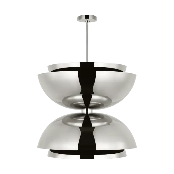 The Shanti Grande Double Pendant combines contemporary elegance with high-quality LED technology. Its polished nickel finish and dual-light design create dramatic visual impact while providing warm, color-accurate lighting.