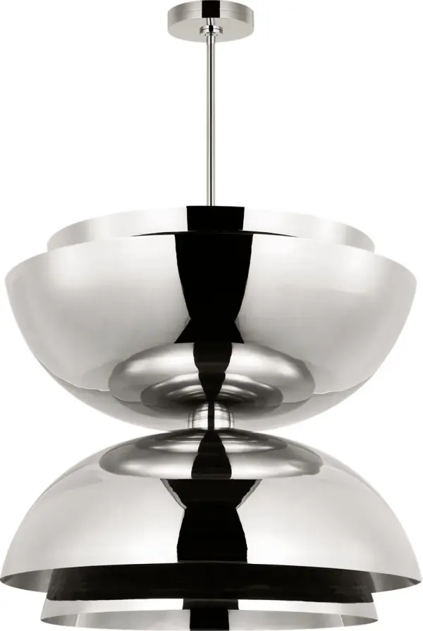 The Shanti Grande Double Pendant combines contemporary elegance with high-quality LED technology. Its polished nickel finish and dual-light design create dramatic visual impact while providing warm, color-accurate lighting. - alternate view