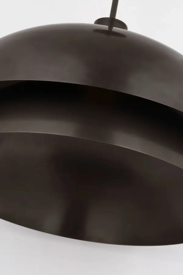 The Shanti Grande Pendant combines substantial scale with refined dark bronze finish and premium 2700K 90 CRI lighting. Its contemporary design makes a bold statement while delivering exceptional color rendering for residential and hospitality spaces. - alternate view