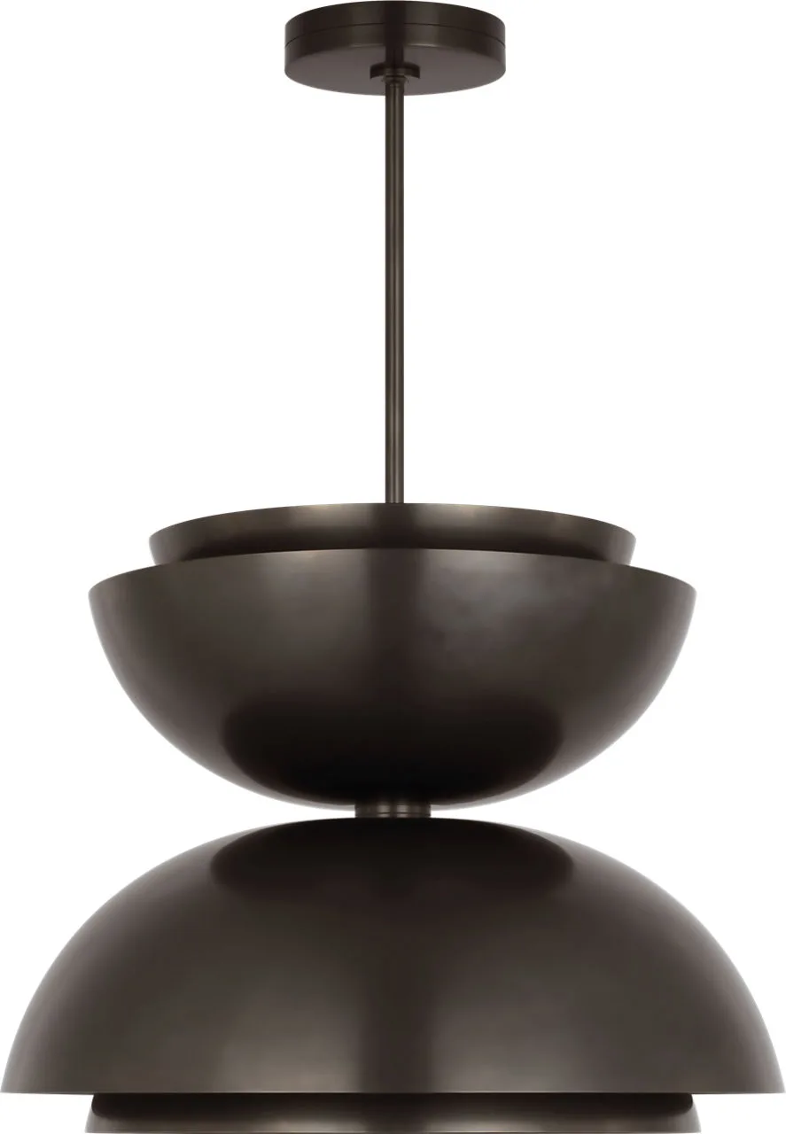 Shanti X-Large Double Asymmetric Pendant in Dark Bronze