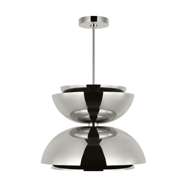 Shanti X-Large Double Asymmetric Pendant in Polished Nickel - Image 1