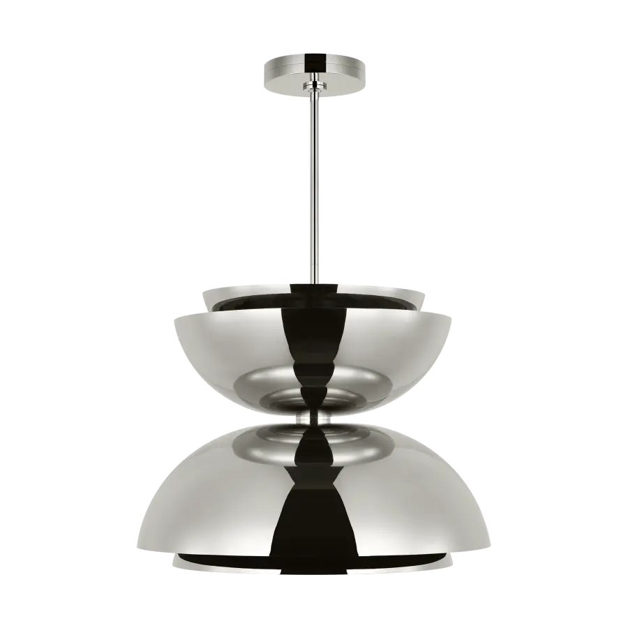 Shanti X-Large Double Asymmetric Pendant in Polished Nickel - Image 1