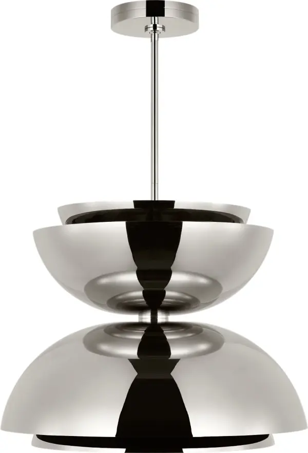 Shanti X-Large Double Asymmetric Pendant in Polished Nickel - Image 2