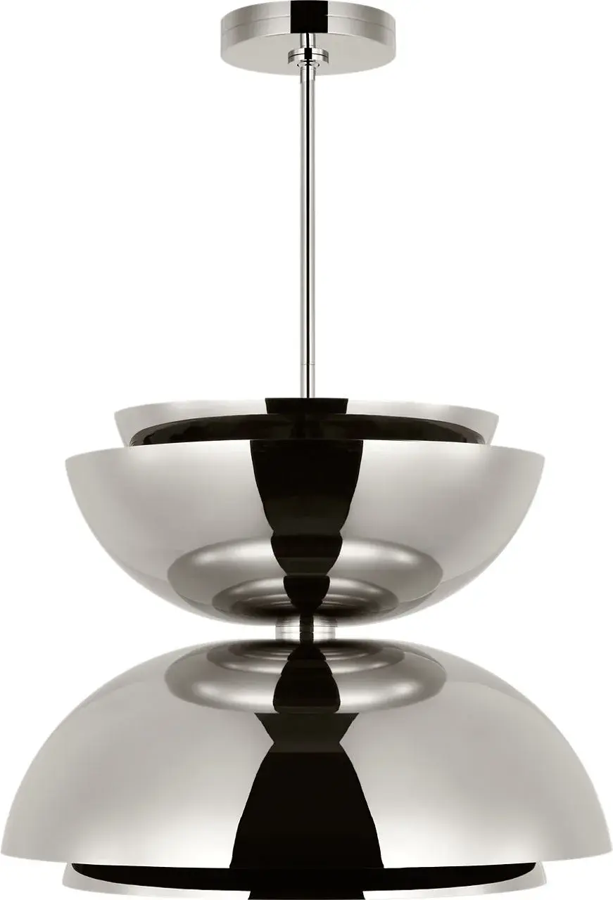 Shanti X-Large Double Asymmetric Pendant in Polished Nickel - Image 2