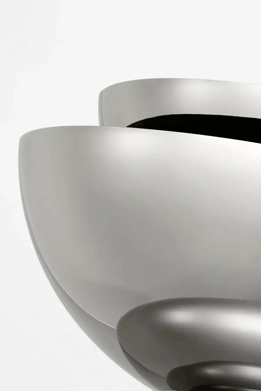 Shanti X-Large Double Asymmetric Pendant in Polished Nickel - Image 3