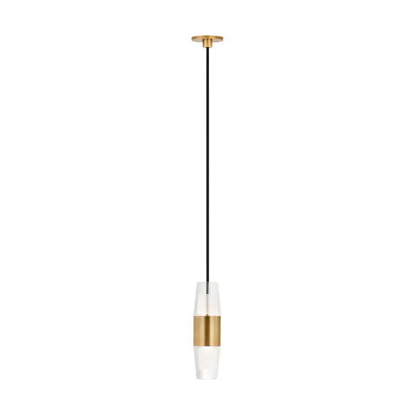 The Lassell Short Pendant combines blown glass crystal tubes with delicate natural brass arms in an oversized, minimalist design. Perfect for creating a dramatic focal point over dining tables or kitchen islands with easy installation.