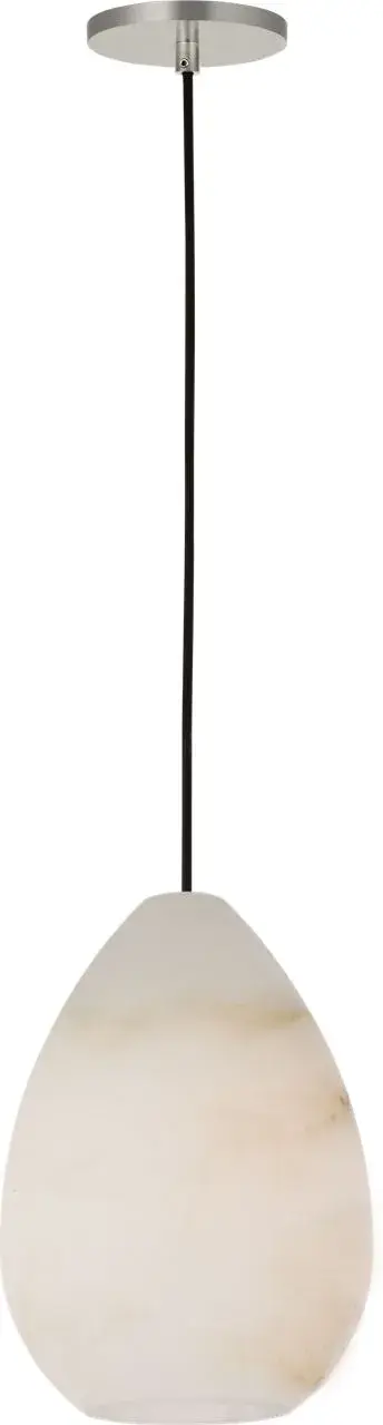 The Alina Medium Pendant showcases hand-carved Polish alabaster with unique organic veining, creating soft ambient illumination. Its refined teardrop silhouette and adjustable fabric-wrapped cord offer versatile installation options for contemporary spaces.