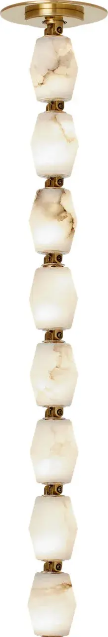 The Collier pendant combines natural alabaster with hand-rubbed antique brass for a sophisticated lighting solution. At 24 inches, it provides substantial presence while maintaining refined proportions for various spaces. - alternate view