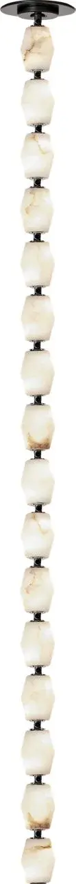 The Collier 48" pendant combines natural alabaster with bronze finish for a sophisticated statement piece. Its generous scale and warm 2700K lighting create an inviting ambiance perfect for large dining spaces and grand interiors. - alternate view