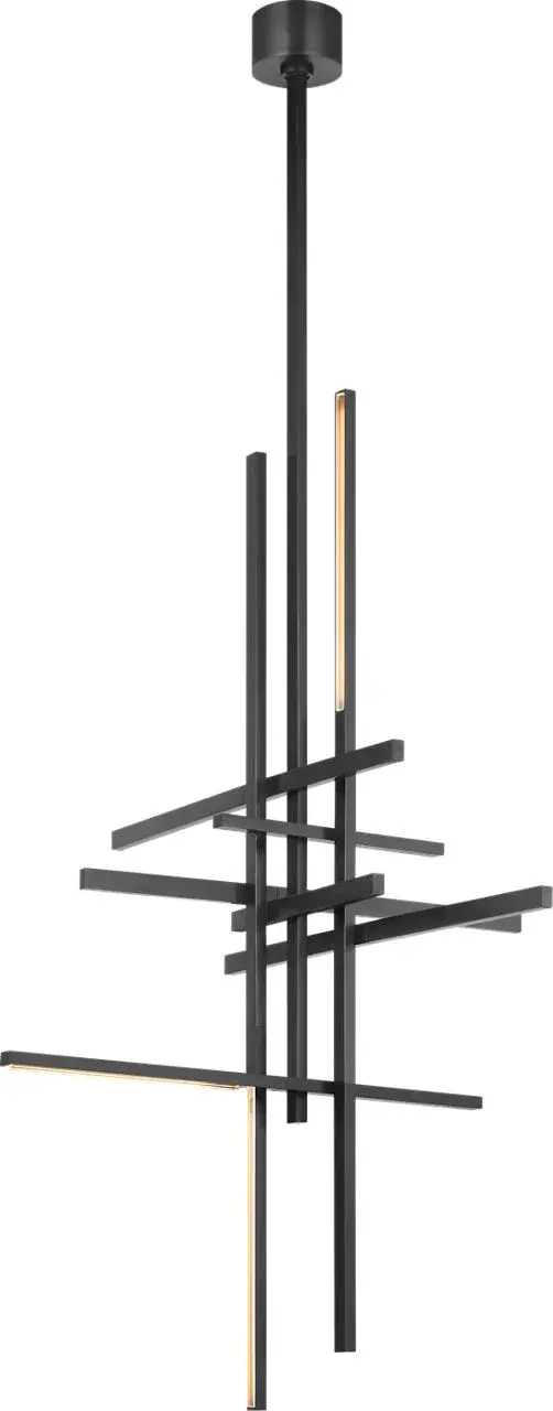 The Cityscape X-Large Pendant combines architectural sophistication with luxurious crystal detailing. Its bronze finish and clear crystal elements create dramatic visual impact while 2700K LED provides warm, inviting light.
