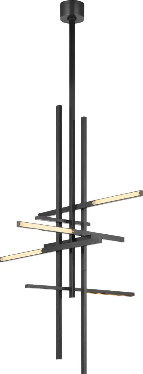 The Cityscape X-Large Pendant combines architectural sophistication with luxurious crystal detailing. Its bronze finish and clear crystal elements create dramatic visual impact while 2700K LED provides warm, inviting light. - alternate view