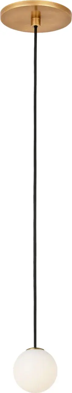 The Orbet pendant combines timeless design with modern LED technology. Its hand-rubbed antique brass finish adds warmth and sophistication to any space, while the 2700K color temperature creates inviting ambient lighting. - alternate view