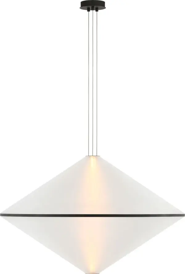 The Bicono 38 Pendant transforms grand spaces with its 38-inch disciplined geometry and combed acrylic diffuser. Selectable color temperatures (2200K-3000K) and precision-machined hardware deliver both visual impact and functional versatility. - alternate view