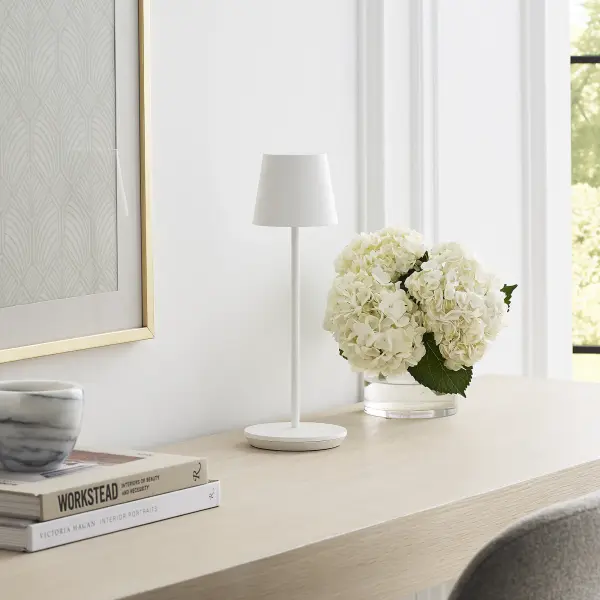 The Nevis by Sean Lavin combines portability with functionality in a sleek contemporary design. This rechargeable LED lamp offers cordless convenience with three dimming levels, making it perfect for indoor and outdoor use. - alternate view
