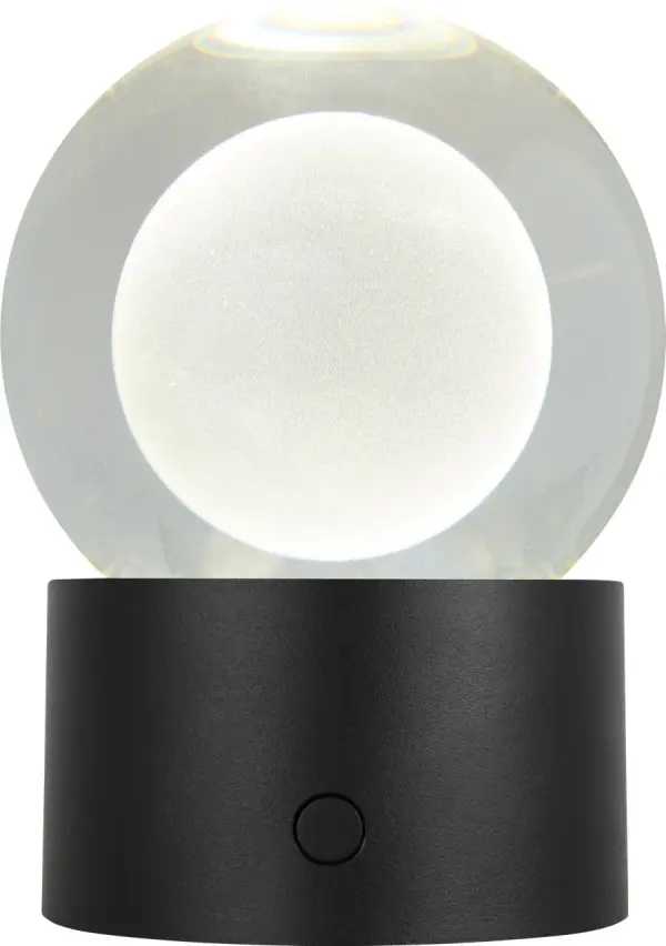 The Mina by Sean Lavin combines sculptural beauty with modern convenience. Its laser-etched optic crystal sphere creates a glowing art piece when lit, while the rechargeable battery and 3-step touch dimmer offer cord-free flexibility indoors and out.