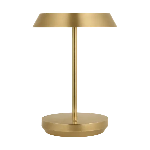 The Tepa Short by Sean Lavin combines contemporary minimalism with cordless convenience. Its hand-rubbed antique brass finish and integrated 3-step touch dimmer deliver sophisticated ambiance anywhere, with 12-14 hours of battery life.