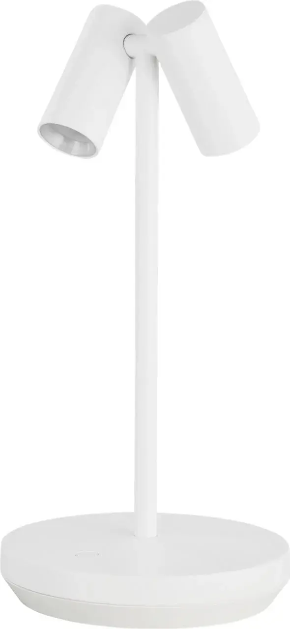 The Doppia Short by Sean Lavin delivers sophisticated portable lighting with its distinctive double-shade design and warm 2700K illumination. Rechargeable battery provides 12-14 hours of runtime with convenient 3-step touch dimming. - alternate view